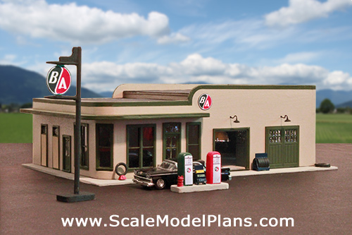 garden scale 1:24 vintage gas station plans